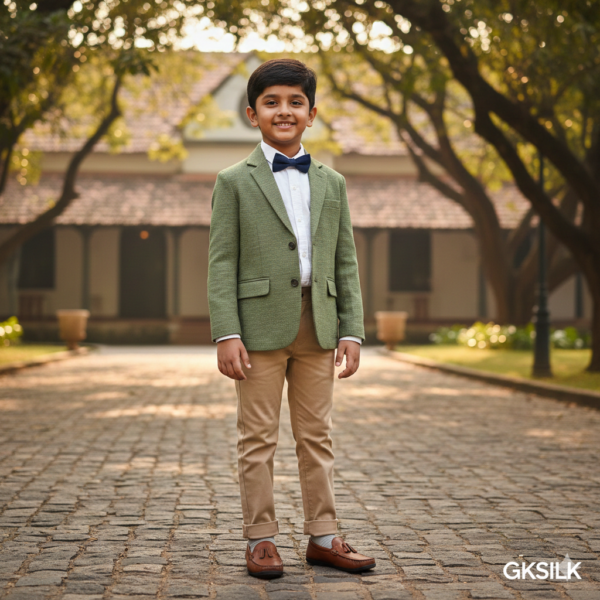 Boys' Smart-Casual Textured Blazer & Chino Pants Set