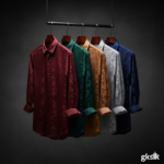 Midnight Luxe Men’s Slim-Fit Satin-Finish Jacquard Party Shirt