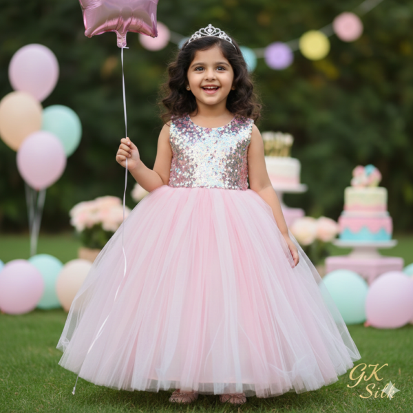 Princess Sparkle Sequined Tulle Birthday Frock